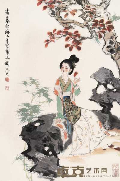 刘旦宅 1982年作 秋思图 镜心 67.5×45cm